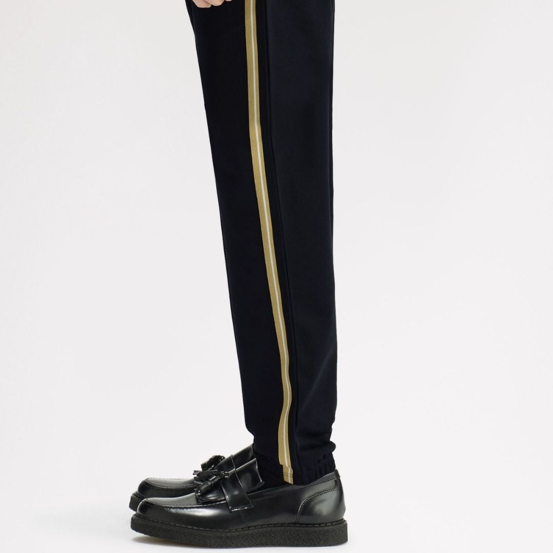 slim fit dress slacks Dries Van Noten Tuxedo Stripe Split Hem Track Pants Black Gold Wool Size 50  Medium – THE-ECHELON main image 0