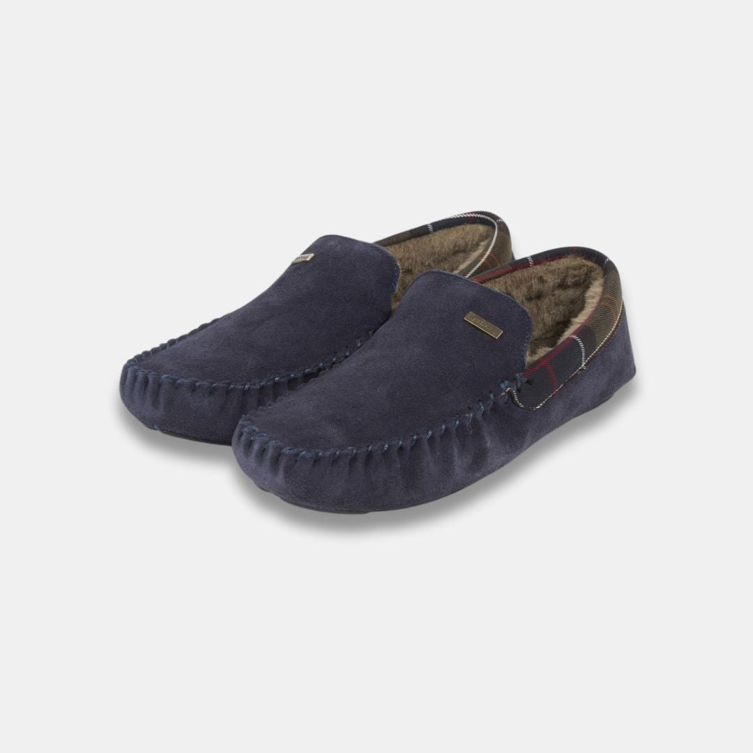 Barbour Monty Slippers Navy Suede