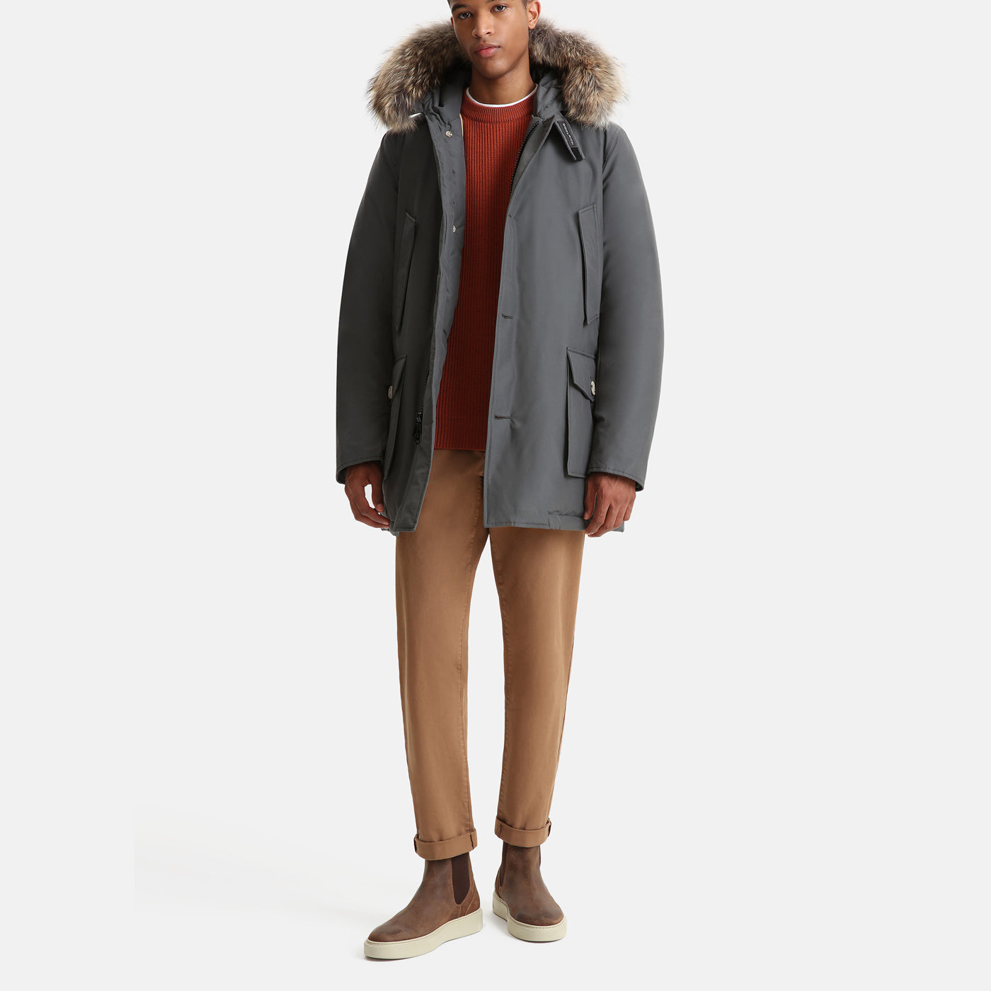 Woolrich Arctic Detachable Fur Parka Men's Grey Shadow – Brands